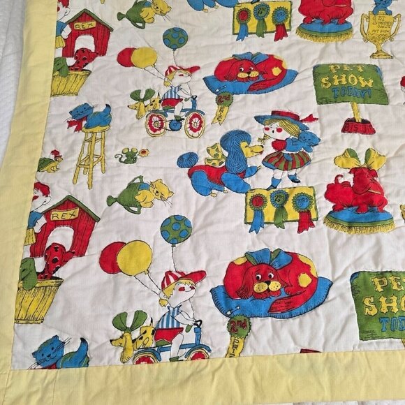 Unbranded Vintage Kids Quilted Blanket Pet Show Dogs Cats 42 x 50 - Picture 5 of 6